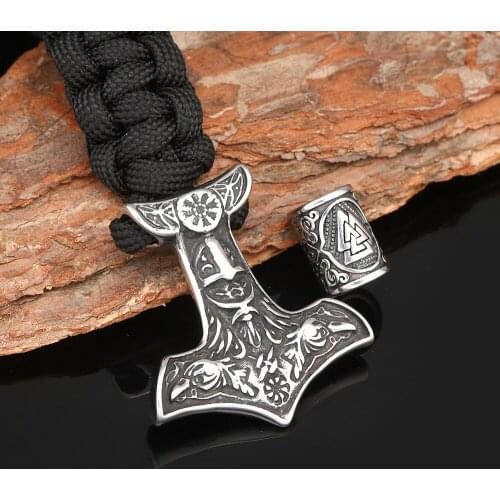 KDG Western Cowboy Bracelet Mens Stainless Steel Thors Hammer Survival Rope Wristband Nordic Scandinavian Amulet bracelets