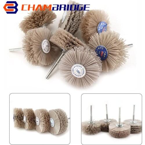 Abrasive Nylon Wheel Brushes Kit 80#-600# Woodwork Polishing Brush Brasive Grinding Head with 6mm Shank for Wood Furniture