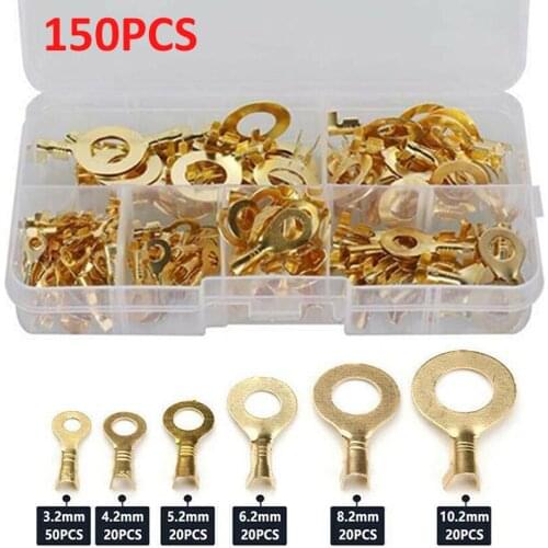 150Pcs New Durable Ring Cable Connector Lugs Ring Eyelets M3 M4 M5 M6 M8 M10 Assortment Set For Home Appliance