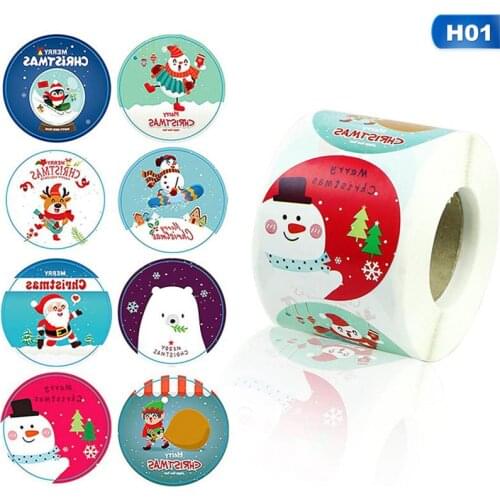 500 Labels Merry Christmas Stickers Round Holidays Stickers For Xmas Thank You Greeting Cards Sealing Gift Decoration Stickers