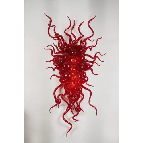 Small Size Customized Blown Glass Red Wall Lighting Modern Art Deco Flower Shape