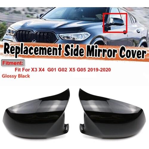 NEW-Car Rear View Mirror Cover Trim Side Wing Mirror Caps Protector For-BMW X3 X4 X5 G01 G02 G05 2019 2020 2021 Black