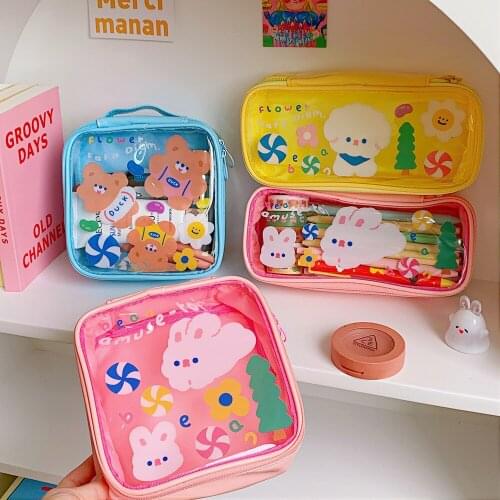 New Women Cosmetic Case Cartoon Bear Rabbit Waterproof Makeup Toiletry Organizer Box Necessaries Travel Make Up Wash Bag Pouch