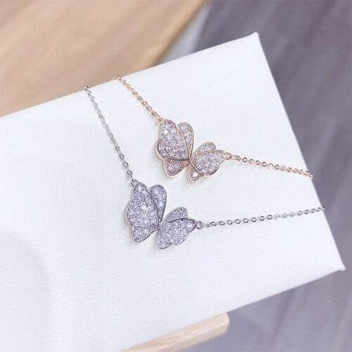 JUWANG New Fashion Chokers Necklaces Jewelry AAA Cubic Zirconia Bling Butterfly Pendant Necklaces For Women Wedding Decoration