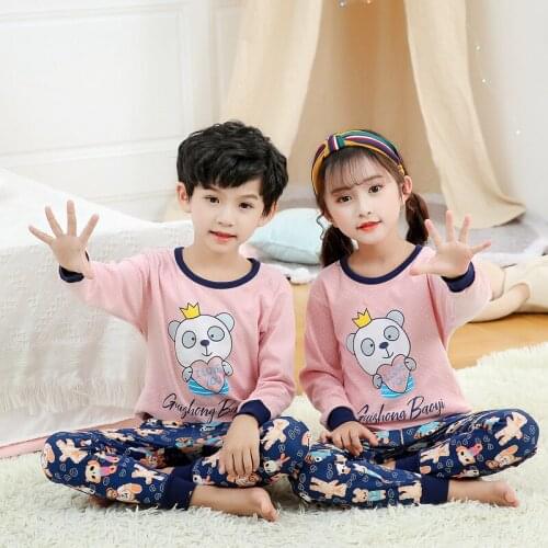 Baby Boys Girls Pajamas New Autumn Long Sleeves Childrens Clothing Sleepwear Cotton Pyjamas Sets For Girls 4 6 8 10 12 14Years