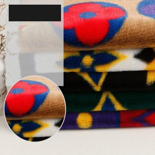 Polyester rabbit fur printed 160cm width plush fabric autumn and winter fashion fabric for Sewing warm coat sofa cushion