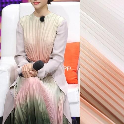 145CM Wide 150G/M Wrinkled Orange Gray Polyester Fabric for Summer Autumn Dress Skirt E1266