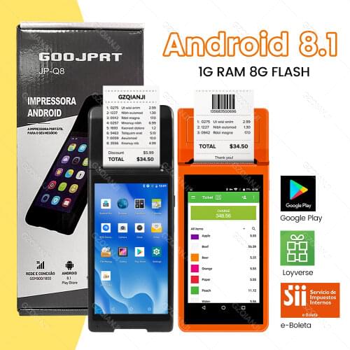 POS PDA Android Bluetooth Built-in Printer 58mm Camera Barcode Reader 1D 2D QR Scanner Handheld Terminal Free APP Loyverse POS