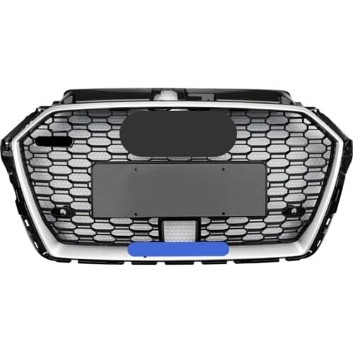 Car Front Bumper Grill Center Grille With ACC Hole Carbon Style for Audi A3/S3 8V 2017 2018 2019 (Refit for RS3 Style)