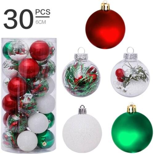 30Pcs 6cm Christmas Balls Ornaments For Xmas Tree Shatterproof Christmas Tree Hanging Balls The Process Is More Accurate Durable