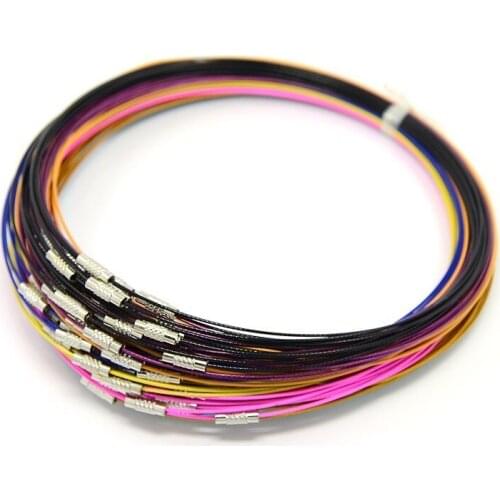 10pcs 17.5" 1mm Steel Wire Necklace Cords Wire Nice DIY Jewelry Making Necklaces Supplies with Brass Screw Clasp Mixed Colors