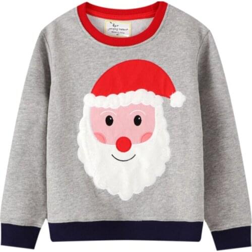 Jumping Meters Long Sleeves Cute Santa Claus Pattern Round Neck Sweatshirts Autumn Winter Childrens Casual Clothing 2-7Years