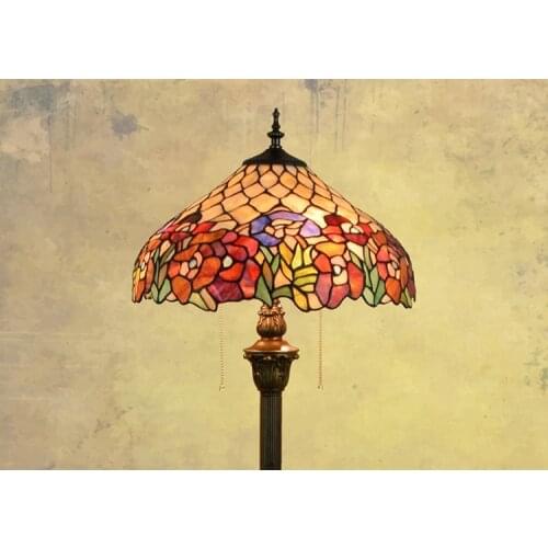 European style Tiffany rose flower Stained Glass floor lamp for dining room bedroom lamp E27 110-240V