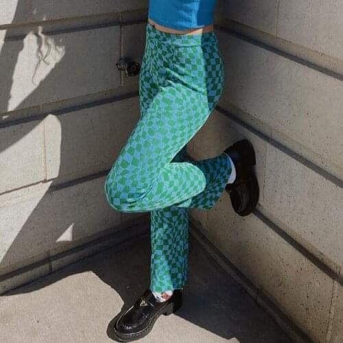 WKOUD Women's Plaid Trousers