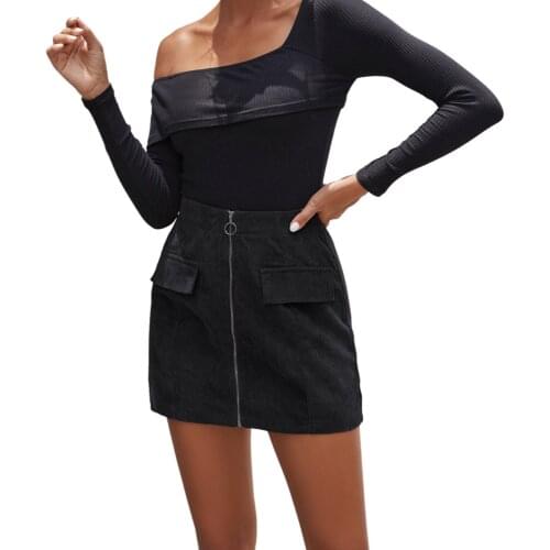 New Fashion Women Ladies Summer Casual Zipper High Waist Skirt Mini Pencil Skirts Black Red Brown Green Khaki