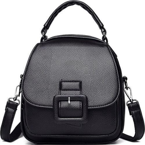 Womens PU Leather Small Solid Color Backpack Fashion Designer Casual Backpack Ladies Simple Travel Backpacks Student School Bag