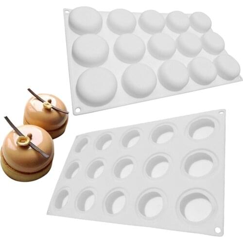 15 Holes Cake Mold Semi Sphere Silicone Mold DIY Chocolate Pudding Fondant Mold Dessert Making Tool Kitchen Baking Accessories