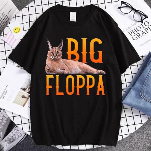 2021 Fashion Tees Big Floppa Meme Cute Caracal Cat Printed Cotton Top Popular Style Tshirts Couple Summer Tshirt Ulzzang T-shirt