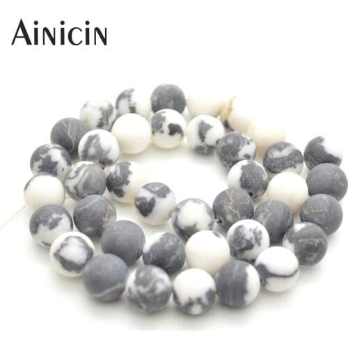 5pcs Natural Black & White Snow Stone 10mm Round Shape Beads Bracelets Making Materials