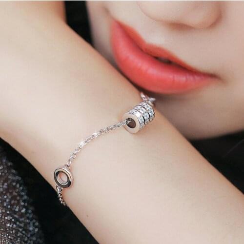 925 Sterling Silver Delicate Micro Pave Cylinder Bracelet For Women Cubic Zirconia Christmas Gift pulseras S-B122