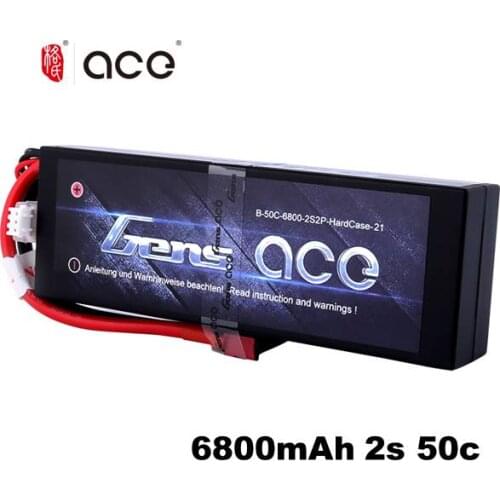 Gens ace 2S Lipo Battery 6800mAh 7.4V Batteria Pack 50C Deans Connector for Axial RC Car 1/8 1/10 Hardcase High Discharge