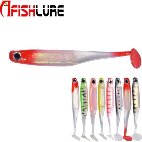 AR34 T Tail Soft Lures Foil Embedded Artificial Bait Rainbow Fish 100mm 5g 4pcs a Bag Soft Baits Fish Type Fishing Lures