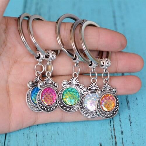 Mermaid keychain Resin Keyring Decorative Pendants for Women Bags Car Key Phone Accessories Party Gifts