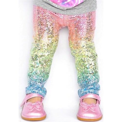 2-6T Colorful Girls Pants Cute Toddler Kids Baby Girl Clothes Gradient Sequin Leggings Girl Long Pants Trouser Casual Bottoms