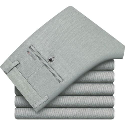 2021 Spring Autunmn New Casual Pants Men Soft Linen fabric Slim Fit Thin Fashion Gray Green Black Trousers Male Brand Clothing