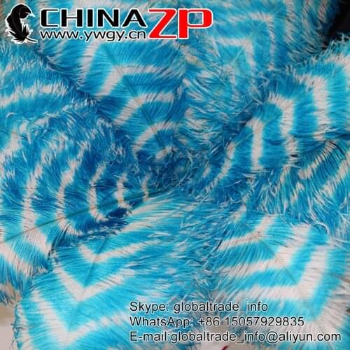 CHINAZP Factory 70-75cm (28"-30") 50pcs/lot Selected Prime Quality Turquoise and White Striped Ostrich Feather Dance Costume