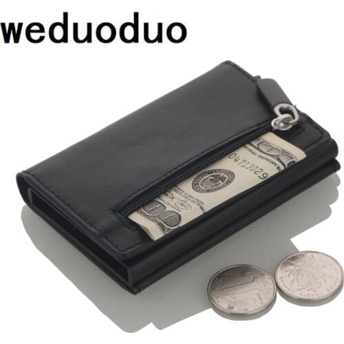 Coin purses holders Credit Card Holder Aluminum Box Card Holder RFID PU Leather Pop Up Card Case Magnet Carbon Fiber Coin Purse