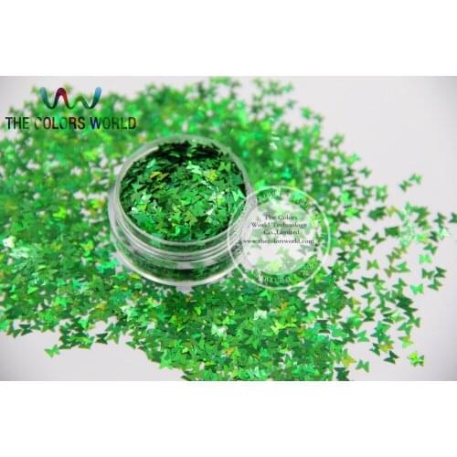 L-6 Size 3 mm laser holographic Green color Glitter paillette butterfly shape spangle for DIY supplies1pack=50g