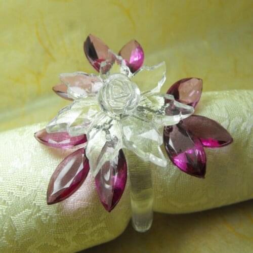 Crystal flower napkin ring, acrylic decoration napkin holder