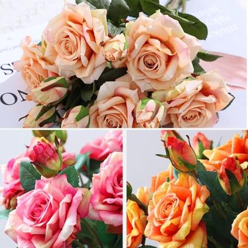 Artificial Flowers Fake Plants Pink Rose Silk Peonies Wedding Decorative Vases for Home Decor Bride Bouquet Foam Craft Gifts