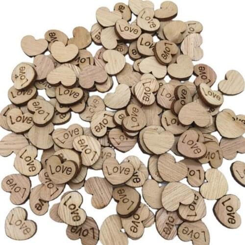 BMBY-500Pcs Rustic Wooden Love Heart Wedding Table Scatter Decoration Cute Wood Hearts for Crafts Bulk DIY