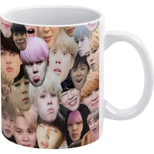 Jimin Collage White Mug Coffee Mugs Girl Gift Tea Milk Cup Mugs Jimin Kpop Seokjin Eatjin Kim Seokjin Kim Namjoon Meme Min Yoo