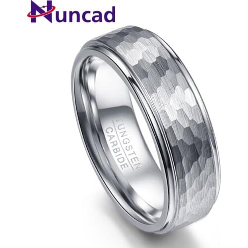 Nuncad Hexagon Pattern Tungsten Carbide Ring Anniversary Day Gift Silver Color Engagement Wedding Rings For Husibands Full Size