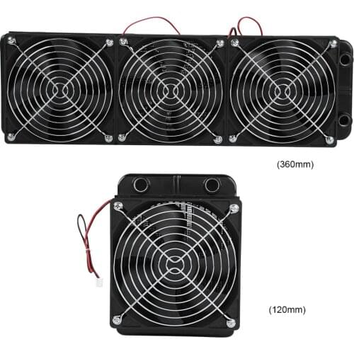 120mm 360mm 2pins DC12V 0.15A CPU Water Cooling Radiator G1/4 Thread Heat Row Radiator with Fan 18 Tubes