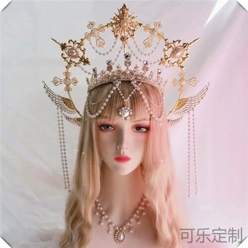 Lolita Goddess Halo Crown Apollo Sun Angle Hair Hoop Original Gothic Gorgeous Take Photo Headband Hair Accessories Xmas Gifts