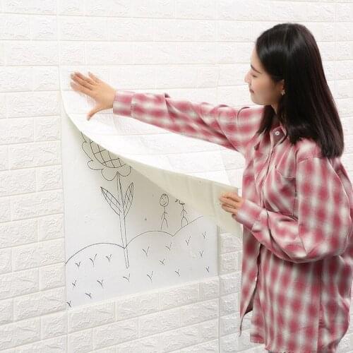 77*70cm 3D Brick Wall Stickers Wallpaper Decor Foam Waterproof Wall Covering Wallpaper For Kids Living Room DIY Background