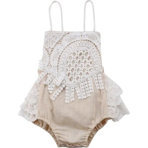 New Toddler Baby Girls Clothing Lace Playsuit Bandaged Bodysuit Jumpsuit Outfits Clothes Set Casual
