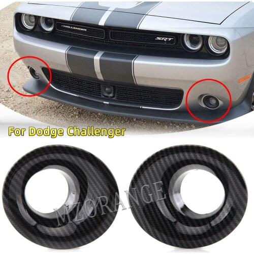 Car Front Fog Light Covers hole Lamp Trim grille For Dodge Challenger 2015 2016 2017-2020 Carbon Fiber Pattern headlights cover