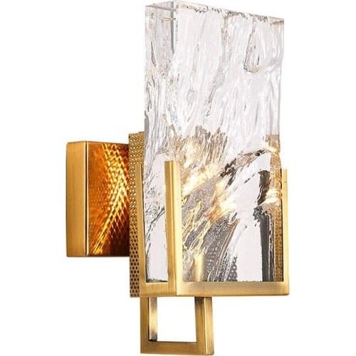 Simple light luxury wall lamp cafe clothing store living room bedside hotel lobby LED square crystal glass wall lamp WF12271016