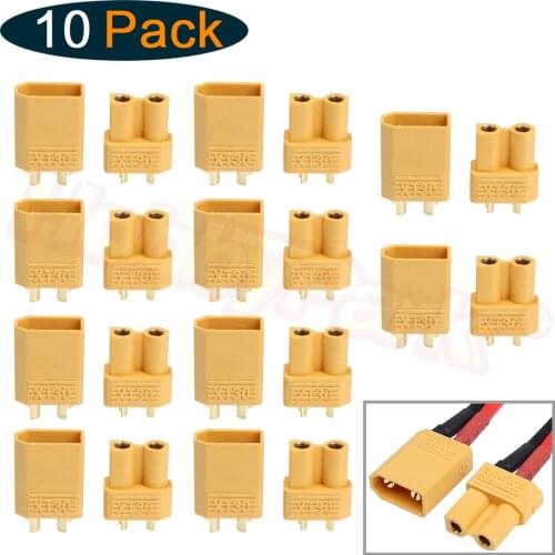 10 Pairs XT30 Connectors Male Female Power Plugs with Heat Shrink Tubing for RC Lipo Battery Pack
