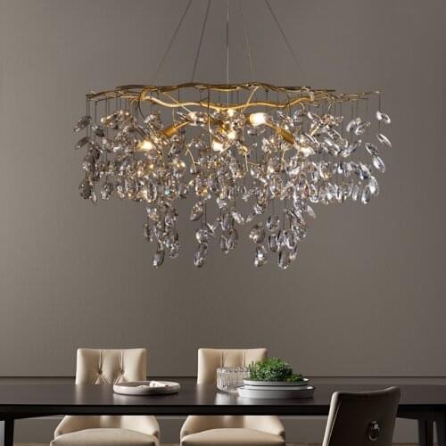 Light luxury copper chandelier simple Nordic creative living room dining room bedroom crystal post-modern chandelier