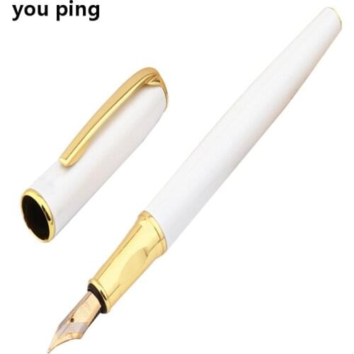 High quality 7023 White Business office Smooth Medium Nib Fountain Pen New
