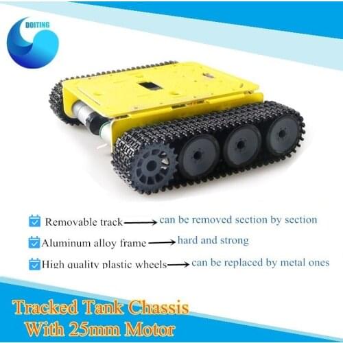 Robot Tank Chassis With Metal Plate/Plastic Wheel /Removable Track/25mm Motor For Aruino DIY Toy Kit Tracked Car Chassis tp200