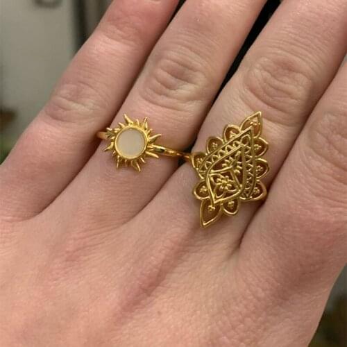 Vintage Antique Gold Color Geometric Rings For Women Men Bohemian Rhombus Hollow Out Jewelry Femme Wedding Anniversary Gift BFF