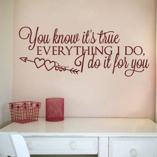 Everything I Do for you Wall Sticker Decal Art Quote Home Decorative Sofa Background Vinyl Decals Mural Lettering Stickers D873