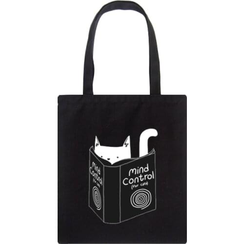 Y2k book and Cute Cat cartoon print Women Vintage casual women шопер Harajuku large-capacity canvas Goth shoulder bags handbag